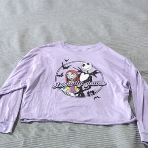 Disney Purple Long Sleeve Crop Tee with Nightmare Before Christmas design